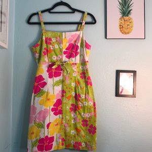 Lilly Pulitzer green pink yellow white strap dress